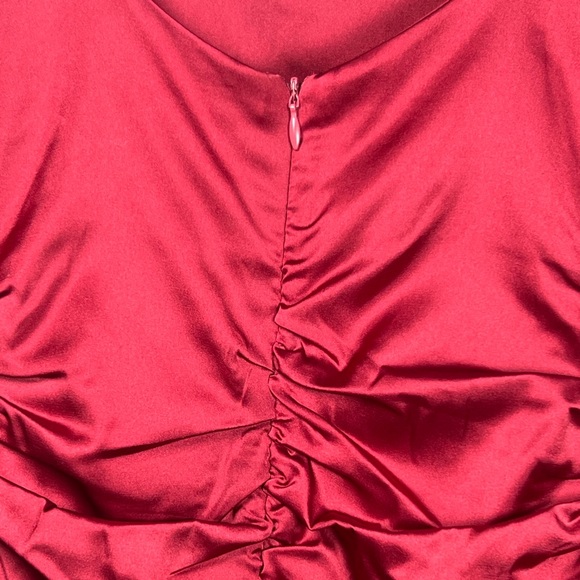 NWT Revolve’s More To Come Blaire Mini Dress Ruched Puff Sleeve Satin Red Sz S - Picture 9 of 9